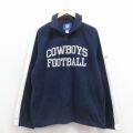 M★古着 リーボック 長袖 ハーフジップ フリース ジャケット メンズ 00年代 00s ダラスカウボーイズ 刺繍 ツートンカラー ラグラン 紺 アメフト スーパーボウル 25dec19