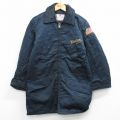 S★古着 ゴールデンフリース 長袖 ジャケット メンズ 80年代 80s 星条旗 ロング丈 USA製 紺 内側キルティング 25dec22