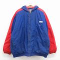 XL★古着 ナイキ NIKE 長袖 ナイロン ジャケット パーカー メンズ 00年代 00s NFL ニューヨークジャイアンツ 大きいサイズ 青 内側キルティング アメフト スーパーボウル 25dec24