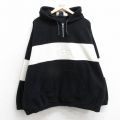 XL★古着 長袖 ハーフジップ フリース ジャケット パーカー メンズ 90年代 90s USA製 オリンピック 刺繍 ツートンカラー 黒他 25dec26