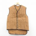M★古着 ナイロン キルティング ベスト メンズ 80年代 80s ベージュ 25dec27