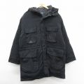 XL★古着 ラルフローレン ポロスポーツ 長袖 ブランド ナイロン ダウン ジャケット パーカー メンズ ワンポイントロゴ ロング丈 黒 26jan14