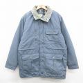 L★古着 セントジョンズベイ 長袖 ジャケット メンズ 90年代 90s 襟コーデュロイ ロング丈 薄紺 内側フランネル 26jan14