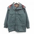 M★古着 エディーバウアー 長袖 ジャケット マウンテン パーカー メンズ 90年代 90s ロング丈 濃緑系 内側ウール 26jan14