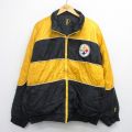 XL★古着 長袖 ナイロン ジャケット メンズ 00年代 00s NFL ピッツバーグスティーラーズ 刺繍 リバーシブル 大きいサイズ 黒他 アメフト スーパーボウル【spe】 26jan14