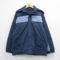 XL★古着 ナイキ NIKE 長袖 ナイロン ジャケット パーカー メンズ 00年代 00s 紺 内側フリース 26jan19