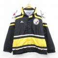 XL★古着 長袖 ナイロン ジャケット メンズ 90年代 90s NFL ピッツバーグスティーラーズ 刺繍 大きいサイズ 黒他 アメフト スーパーボウル 26jan19