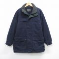 XL★古着 長袖 ジャケット メンズ 90年代 90s ロング丈 濃紺 26jan19