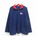 L★古着 長袖 ハーフジップ フリース ジャケット メンズ 90年代 90s ナイアガラの滝 カナダ製 紺 26jan23
