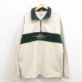 XL★古着 長袖 ハーフジップ フリース ジャケット メンズ 90年代 90s モンタナ 刺繍 大きいサイズ カナダ製 薄ベージュ 26jan23