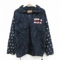 M★古着 長袖 フリース ジャケット メンズ 90年代 90s 星条旗 USAロゴ USA製 紺 26jan26
