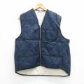 M★古着 ナイロン キルティング ベスト メンズ 80年代 80s 濃紺 26feb09