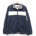 L★古着 トミーヒルフィガー 長袖 ブランド ナイロン ジャケット メンズ 90年代 90s ワンポイントロゴ 紺他 内側フリース 26feb18