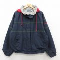 XL★古着 ノーティカ 長袖 ブランド ナイロン ジャケット パーカー メンズ 90年代 90s ワンポイントロゴ リバーシブル 紺他 内側フリース 26feb18