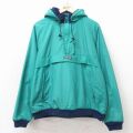 XL★古着 ランズエンド 長袖 ハーフジップ アノラック ジャケット パーカー メンズ 90年代 90s ラグラン USA製 緑他 内側フリース 26apr23