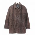 【20%OFF】L★古着 ジェイクルー J.CREW 長袖 スエード レザー コート メンズ 00年代 00s ロング丈 濃茶 ブラウン 内側ウール 24sep30 24oct01 中古 アウター