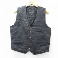 M★古着 レザー ベスト メンズ 黒 ブラック 25oct06 中古 アウター