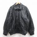【20%OFF】XL★古着 長袖 レザー ジャケット メンズ パッチワーク 大きいサイズ 黒 ブラック 【spe】 25oct22 中古 アウター 革ジャン 皮ジャン
