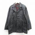 L★古着 HABAND 長袖 レザー ジャケット コート メンズ パッチワーク 黒 25nov12