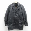 M★古着 シアーズ 長袖 レザー ジャケット メンズ 80年代 80s ロング丈 黒 内側ボア【spe】 25dec15