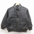 M★古着 ギャップ GAP 長袖 レザー ジャケット キッズ ボーイズ 子供服 00年代 00s 黒 内側キルティング 25dec17