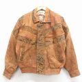 L★古着 長袖 レザー ジャケット メンズ パイソン柄 茶 26jan09