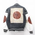 XL★古着 長袖 レザー ジャケット メンズ 90年代 90s バスケットボール 黒他【spe】 26jan20