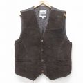 L★古着 ベーシックエディションズ スエード レザー ベスト メンズ 90年代 90s こげ茶 26jan20