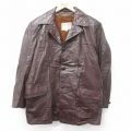L★古着 長袖 レザー ジャケット メンズ 70年代 70s USA製 茶 内側ボア 26jan20