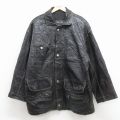 XL★古着 長袖 レザー ジャケット メンズ 90年代 90s ロング丈 タロン 黒 内側キルティング 26jan22