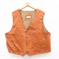 XL★古着 レザー ベスト メンズ 80年代 80s 茶 26feb13