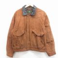 XL★古着 長袖 レザー ジャケット メンズ 90年代 90s 茶 内側キルティング 26feb18
