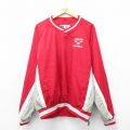 XL★古着 ラッセル 長袖 ナイロン ジャケット メンズ 00年代 00s ソフトボール 大きいサイズ ラグラン Vネック 赤他 レッド 内側メッシュ 24apr25 中古 アウター ウインドブレーカー