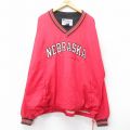 XL★古着 チャンピオン Champion 長袖 ナイロン ジャケット メンズ 00年代 00s NEBRASKA 大きいサイズ Vネック 赤 レッド 24dec17 中古 アウター ウインドブレーカー