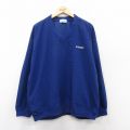 XL★古着 IZOD 長袖 ナイロン ジャケット メンズ 90年代 90s ワンポイントロゴ Vネック 紺 ネイビー 25mar25 中古 アウター ウインドブレーカー