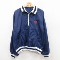 XL★古着 長袖 ハーフジップ ナイロン ジャケット メンズ 80年代 80s AFCWEST リップストップ 紺 ネイビー 25oct01 中古 アウター ウインドブレーカー