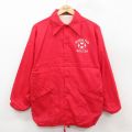 【20%OFF】M★古着 ヒルトン 長袖 ナイロン ジャケット メンズ 90年代 90s サッカー USA製 赤 レッド 25oct07 中古 アウター ウインドブレーカー