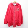 XL★古着 チャンピオン champion 長袖 ナイロン ジャケット パーカー メンズ 00年代 00s ザルツブルク フットボール ラグラン 大きいサイズ ロング丈 赤 レッド 内側キルティング 25oct11 中古 アウター ウインドブレーカー