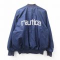 XL★古着 ノーティカ NAUTICA 長袖 ブランド ナイロン ジャケット メンズ 90年代 90s ビッグロゴ ラグラン 濃紺 ネイビー 25oct14 中古 アウター ウインドブレーカー