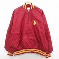 【20%OFF】XL★古着 デロング 長袖 ハーフジップ ナイロン ジャケット メンズ 80年代 80s USCトロージャンズ 大きいサイズ USA製 タロン 赤他 レッド 25oct28 中古 アウター ウインドブレーカー