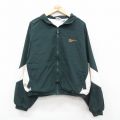 XL★古着 リーボック REEBOK 長袖 ナイロン ジャケット メンズ 90年代 90s ビッグロゴ 刺繍 濃緑他 グリーン 【spe】 25oct31 中古 アウター ウインドブレーカー