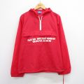M★古着 チャンピオン champion 長袖 ハーフジップ ナイロン ジャケット パーカー メンズ 90年代 90s ニューベドフォード USA製 赤 レッド 25nov04 中古 アウター ウインドブレーカー
