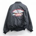 L★古着 Dunbrooke 長袖 ナイロン ジャケット メンズ 80年代 80s CUSTOM FIBERGLASS 刺繍 USA製 黒 ブラック 内側キルティング 【spe】 25nov04 中古 アウター ウインドブレーカー