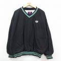 XL★古着 長袖 ナイロン ジャケット メンズ 90年代 90s 大きいサイズ Vネック USA製 黒 ブラック 25nov04 中古 アウター ウインドブレーカー