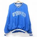 XL★古着 ホロウェイ 長袖 ナイロン ジャケット メンズ 90年代 90s WYNFORD 大きいサイズ Vネック USA製 青他 ブルー 25nov05 中古 アウター ウインドブレーカー