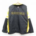 XL★古着 スターター 長袖 ナイロン ジャケット メンズ 90年代 90s NHL ボストンブルーインズ 刺繍 黒他 アイスホッケー 25nov17