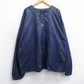 XL★古着 リーボック 長袖 ナイロン ジャケット メンズ ワンポイントロゴ 大きいサイズ ヘンリーネック 紺 25dec04