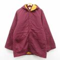 XL★古着 長袖 ナイロン ジャケット パーカー メンズ 80年代 80s ロング丈 エンジ 内側キルティング 25dec13