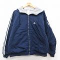 XL★古着 アディダス adidas 長袖 ナイロン ジャケット パーカー メンズ 00年代 00s ビッグロゴ 刺繍 リバーシブル ラグランｎ 大きいサイズ 紺他【spe】 25dec16