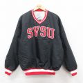 L★古着 デロング 長袖 ナイロン ジャケット メンズ 90年代 90s SVSU Vネック 黒他 内側キルティング 25dec16